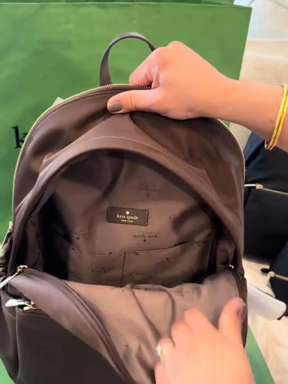Kate Spade New York Carter Nylon Medium Dome Backpack in Hot Fudge